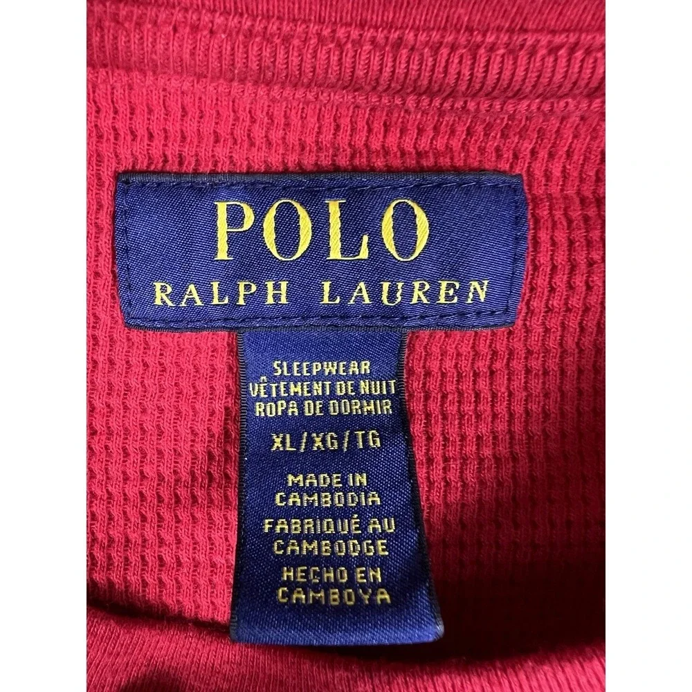 Polo Ralph Lauren Thermal Shirt Mens XL Red Waffle Knit Long Sleeve Pony Logo